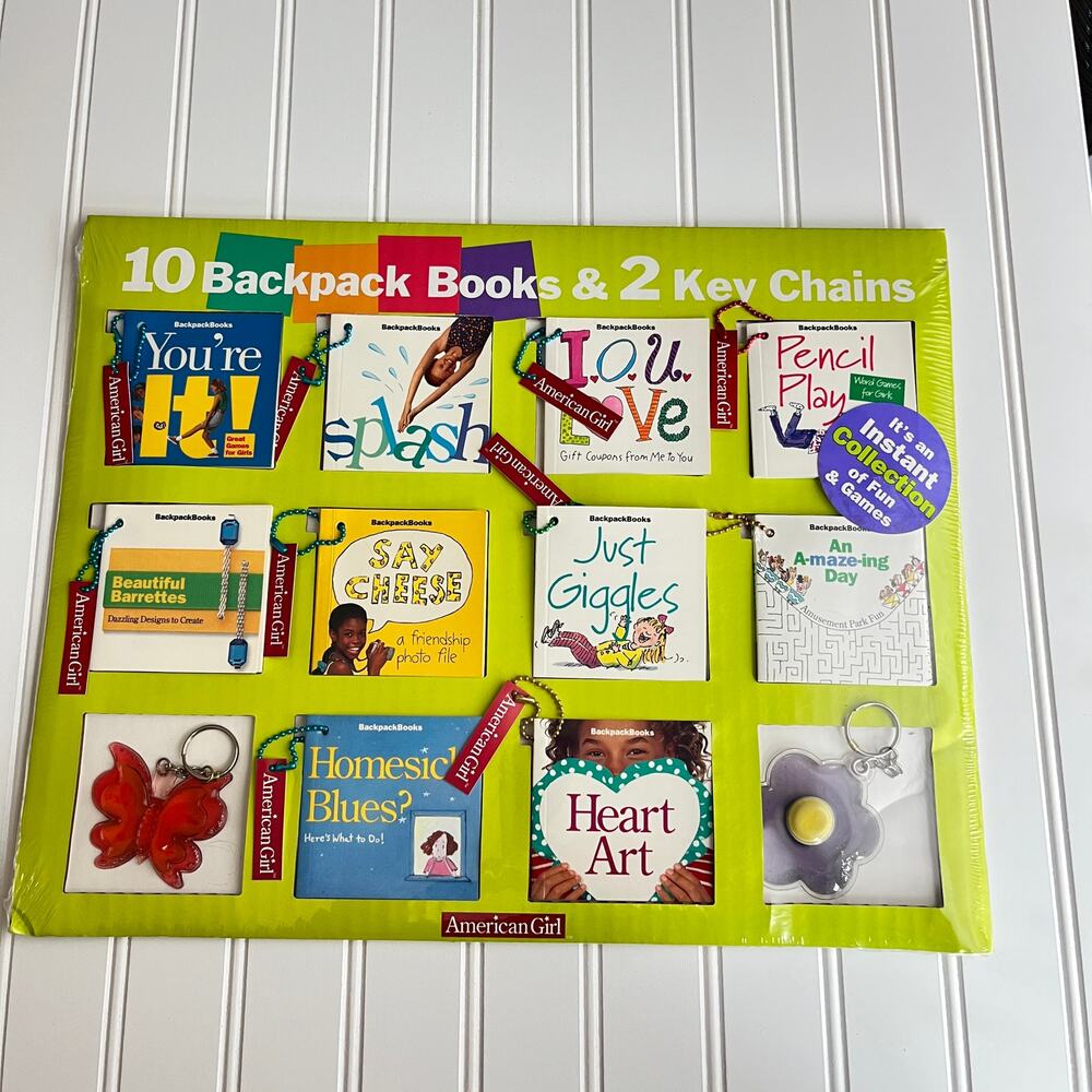 Vintage American Girl Backpack Books Collection Sealed mini 10 Books Key Chains
